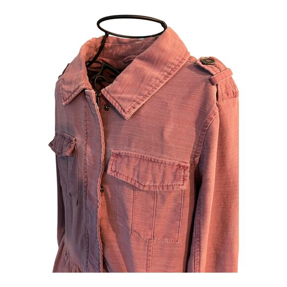 Altar’d State Mauve Raw Hem Peplum Utility Jacket Women’s Size L Lightweight - Picture 4 of 13
